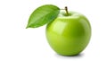 A green apple with a leaf on top of it (ai generated) Royalty Free Stock Photo