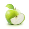 Green Apple and leafe isolated with clipping path Royalty Free Stock Photo