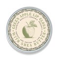 Green Apple Lips Balm Vintage label packaging design, round shape. Great for package, tags, stickers, etc. Perfect for Royalty Free Stock Photo