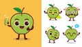 Green Apple Mascot Vector Illustration