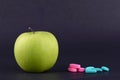 GREEN APPLE AND MEDICINE Royalty Free Stock Photo