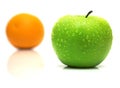 Green apple and orange