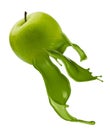 Green apple with paint splash Royalty Free Stock Photo