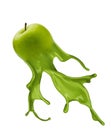 Green apple with paint splash Royalty Free Stock Photo