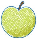 Green apple in pencil colour sketch simple style Royalty Free Stock Photo