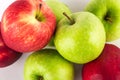 Green apple and red apple close up on white background fruit agriculture food isolated Royalty Free Stock Photo