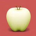 green apple on a red background with two pedicel Royalty Free Stock Photo