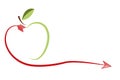 Heart shaped apple vector logo, label, emblem design. Royalty Free Stock Photo