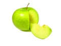Green apple with segment