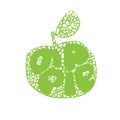 Green Apple silhouette. Fresh fruit Typography Vector Illustration, Handdrawn lettering. Hand drawn font on Healthy Royalty Free Stock Photo