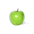 Green apple sketch draw isolated over white Royalty Free Stock Photo