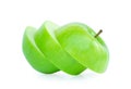 Green apple slice solated on white background,fruit healthy concept.