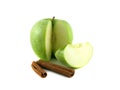 green apple with slices and cinnamon Royalty Free Stock Photo