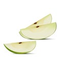 Green apple slices isolated on white background. Royalty Free Stock Photo