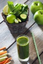 Green apple, spinach, lemon, celery juice Royalty Free Stock Photo