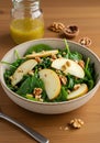 Green Apple Walnut Spinach Salad in Bowl Royalty Free Stock Photo