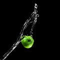 Green Apple With Water Splash Royalty Free Stock Photo