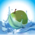 Green apple in water splash Royalty Free Stock Photo