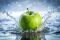 Green apple in water Royalty Free Stock Photo