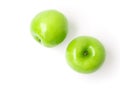 Green apple on white background, fruit healthy concept, top view Royalty Free Stock Photo