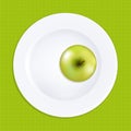 Green Apple On White Plate Royalty Free Stock Photo