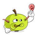 Green apple with a worm concept get rid of bad habits