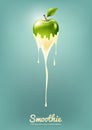Green Apple Yogurt and Smoothie milk with fruit, Juice concept, Vector Illustration