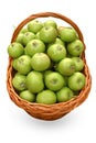 Green apples in basket isolated on white background, top view Royalty Free Stock Photo