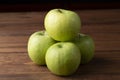 Green apples, Granny Smith, on a dark background.Fresh apples for sale Royalty Free Stock Photo