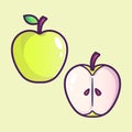 Green apples illustration. Cartoon icon style Royalty Free Stock Photo