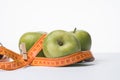 Green apples isolate. Diet. Product for diet. apples and centimeter Royalty Free Stock Photo