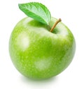 Green apples with leaf on white background. File contains clipping path Royalty Free Stock Photo