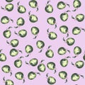 Green apples pattern on a pink background illustration. Royalty Free Stock Photo