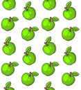 Green Apples Seamless Pattern on White Background. Vector Royalty Free Stock Photo