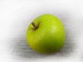 Green apples with shadows on white background