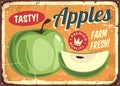 Green apples sign design layout on old tin background