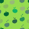 green apples vector seamless pattern. Fruit with leaves, diet vitamin green background