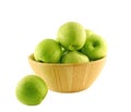 Green apples in a wood basket