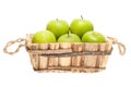 Green apples in a wooden basket