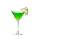 Green appletini cocktail in glass isolated on white background Royalty Free Stock Photo