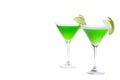 Green appletini cocktail in glass isolated on white background Royalty Free Stock Photo