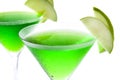 Green appletini cocktail in glass isolated on white background Royalty Free Stock Photo