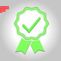 Green approval certificate illustration on white background