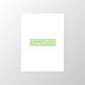 Green approved stamp on paper sheet, Vector. Royalty Free Stock Photo