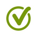 Green approved tick. Done stamp icon vector