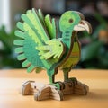 Green Archaeopteryx Puzzle Model For Little Children - Simplistic Style, Low-fi Ar 1:1