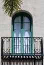 Green Arched Window and Balcony