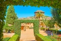 Green arches in Partal garden, Alhambra, Granada, Spain