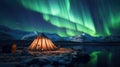 green arctic aurora camp