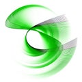 Green arcuate and wavy elements intersect on a white background. Icon, logo, symbol, sign. 3d rendering.
